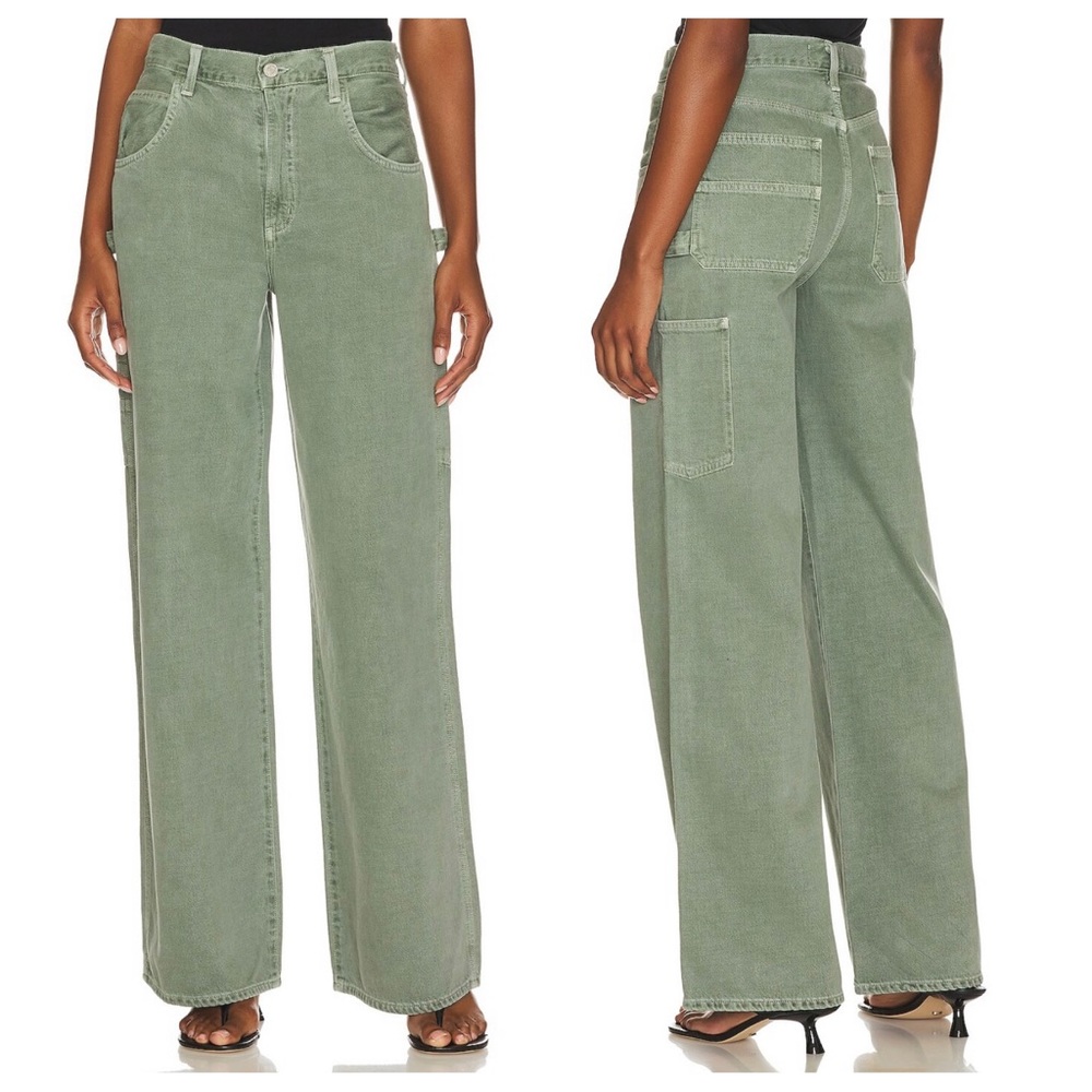 agolde - magda denim carpenter jeans denim pants high-rise wide leg revolve